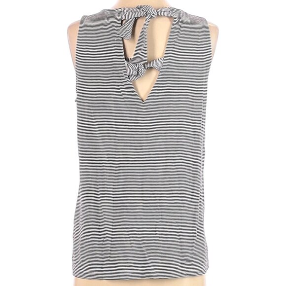 LOFT Gray Striped Tie-Back Flowy Boho-Chic Sleeveless Top - Small - Picture 12 of 14